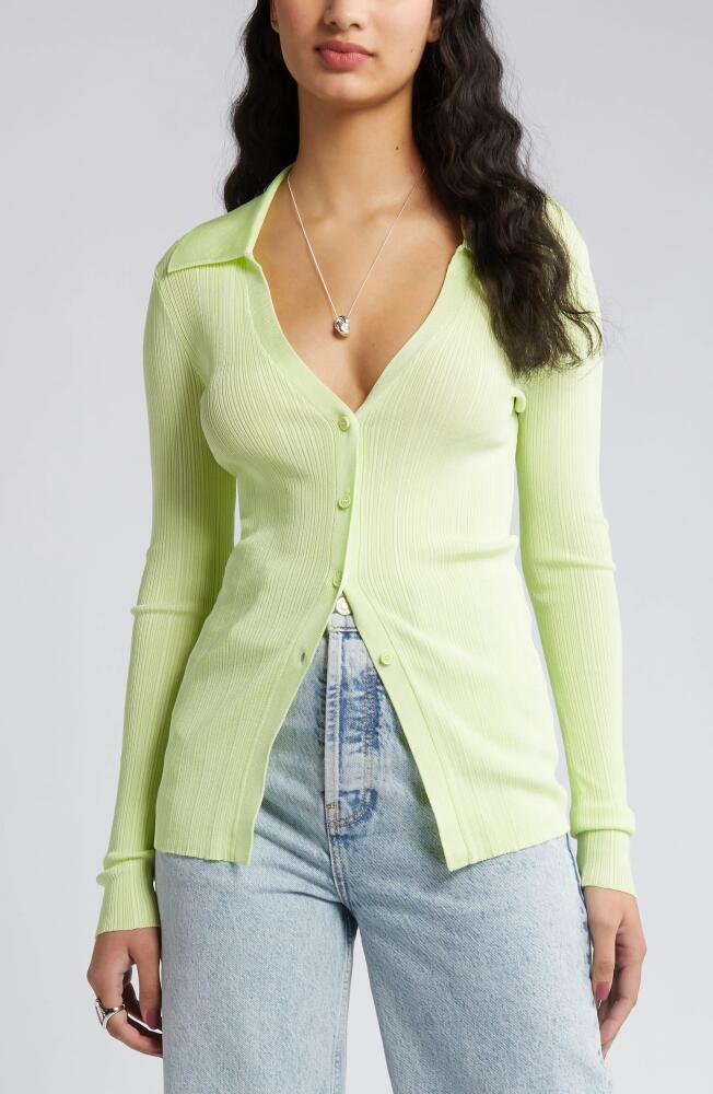 Open Edit Collar Rib Cardigan in Green Calm Cover