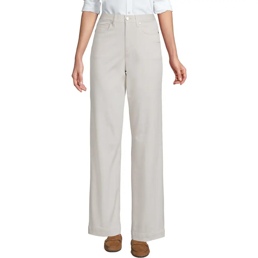 Lands' End High Rise 5 Pocket Wide Leg Chino Pants in Light Stone Cover