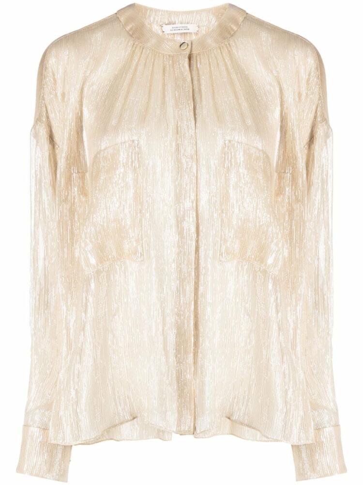 Dorothee Schumacher lammé-effect chiffon shirt - Gold Cover