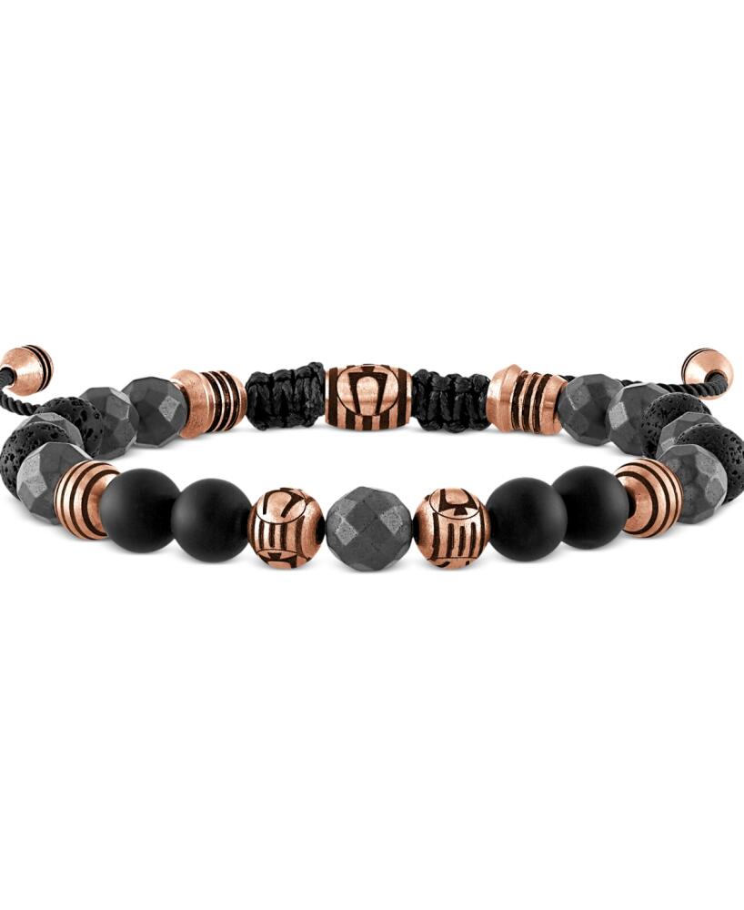 Bulova Rose Gold-Tone Ip Stainless Steel Black Onyx Beaded Cord Slider Bracelet - Rose Gold Tone Cover