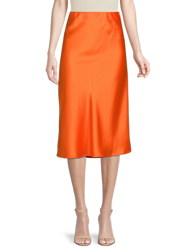 Renee C. Women's Satin Midi Skirt - Orange Cover