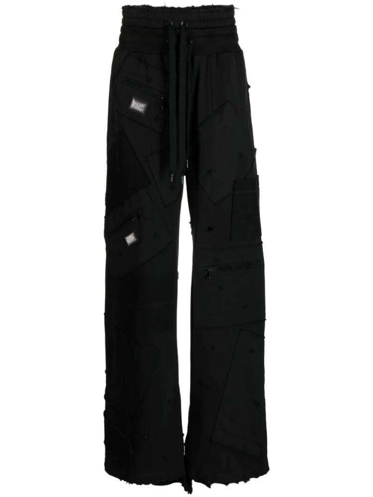 Dolce & Gabbana patchwork wide-leg track pants - Black Cover