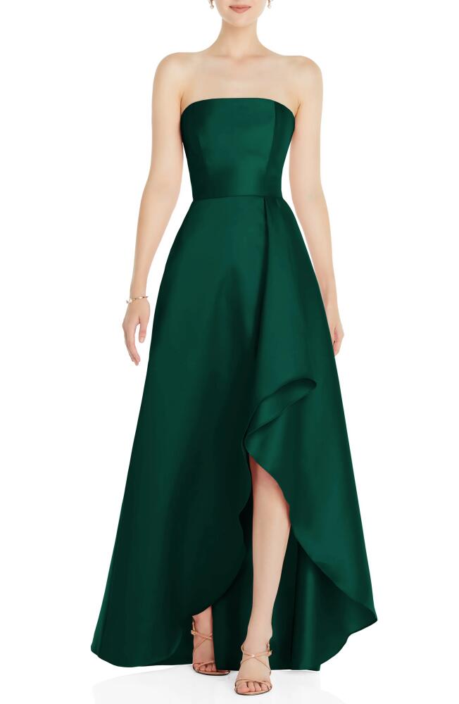 Alfred Sung Strapless Satin Gown in Hunter Green Cover