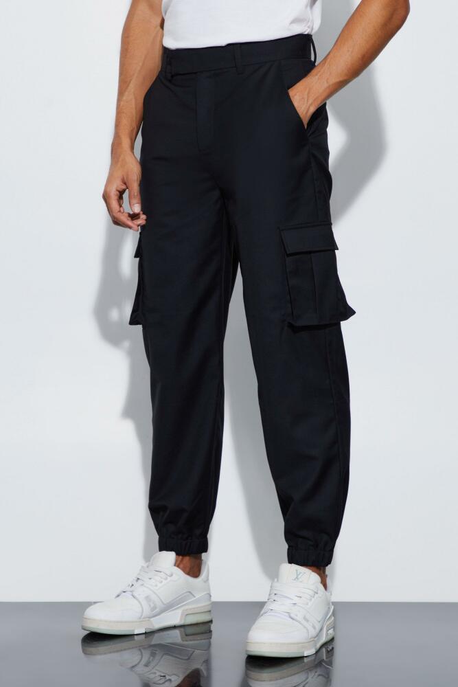 boohoo Mens Tailored Cargo Sweatpants - Black Cover