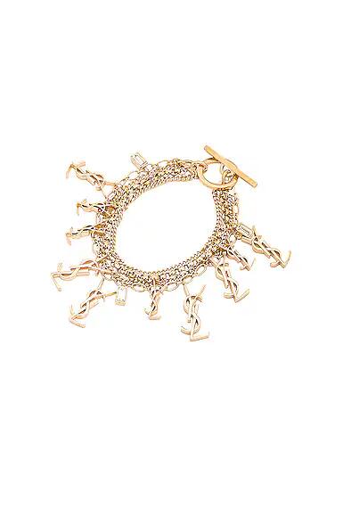 Saint Laurent Logo Bracelet in Metallic Gold Cover