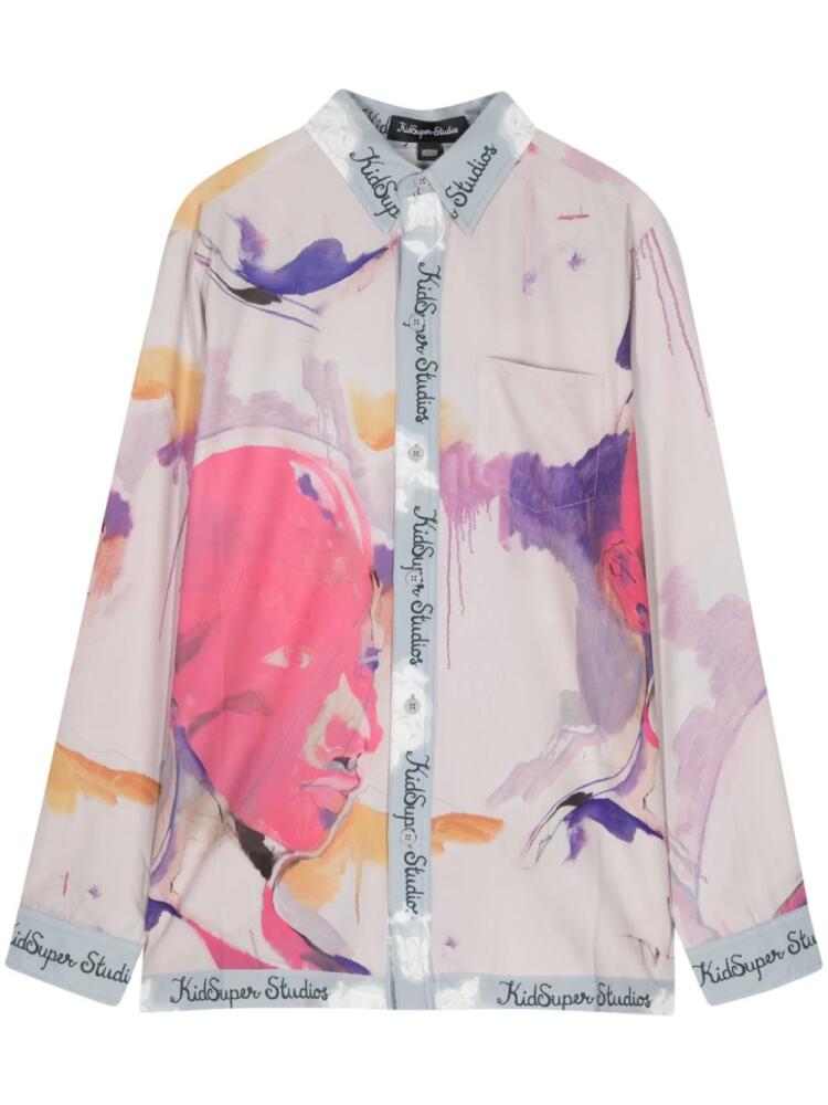 KidSuper graphic-print satin shirt - Pink Cover