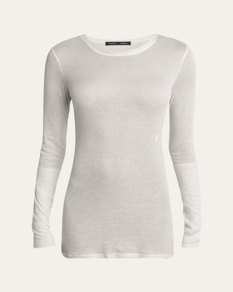 Proenza Schouler Kaiya Long-Sleeve Sheer Slub Jersey Top Cover