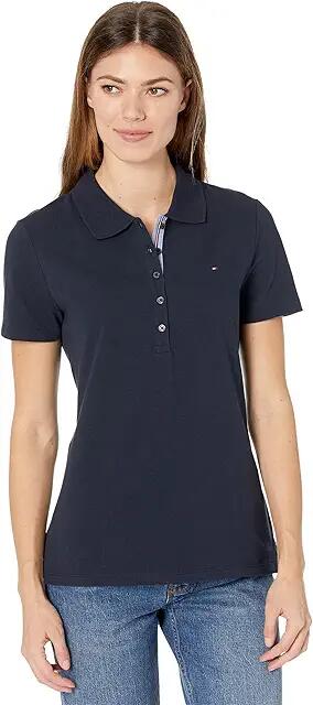 Tommy Hilfiger Solid Short Sleeve Polo (Navy) Women's Clothing Cover