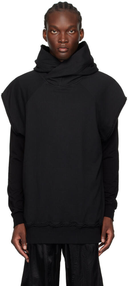 Julius Black Cotton Raw Edge Hoodie Cover