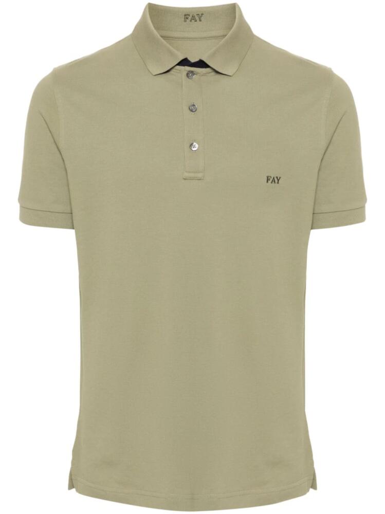 Fay logo-embroidered piqué polo shirt - Green Cover