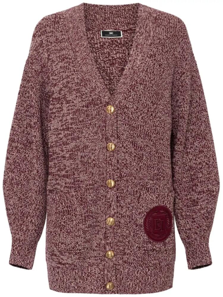 Elisabetta Franchi logo-patch wool-blend cardigan - Red Cover