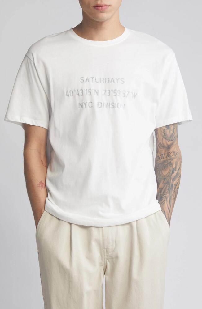 Saturdays NYC Reverse NYC Division Standard Cotton Graphic T-Shirt in Ivory Cover