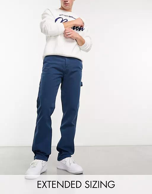 ASOS DESIGN straight leg carpenter pants navy-Blue Cover