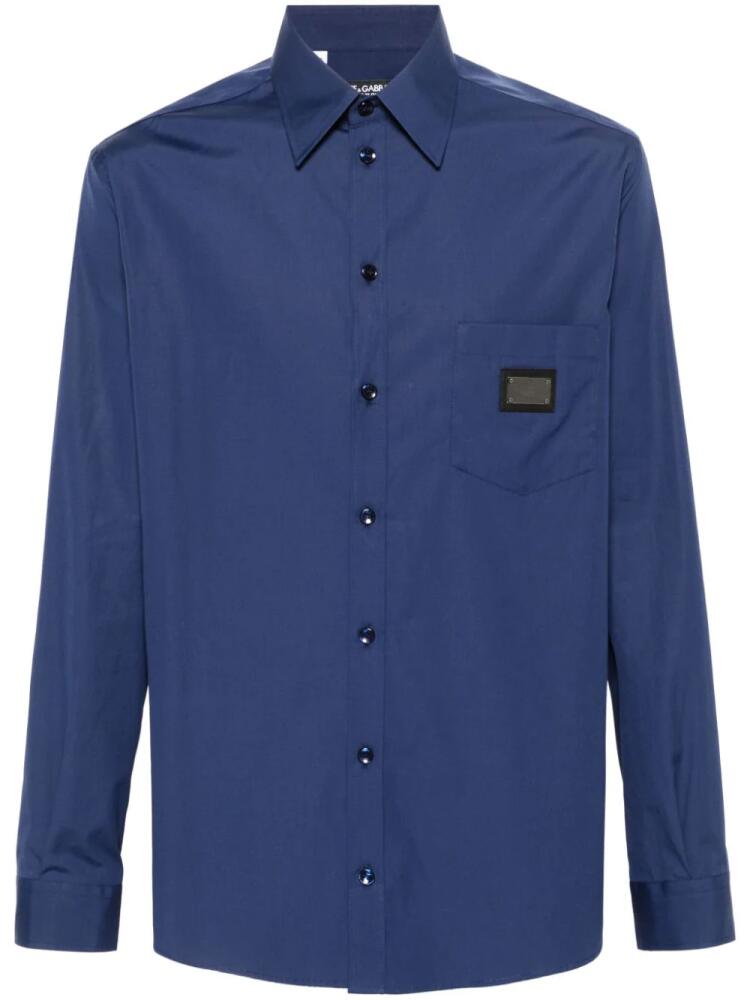 Dolce & Gabbana logo-appliqué cotton shirt - Blue Cover