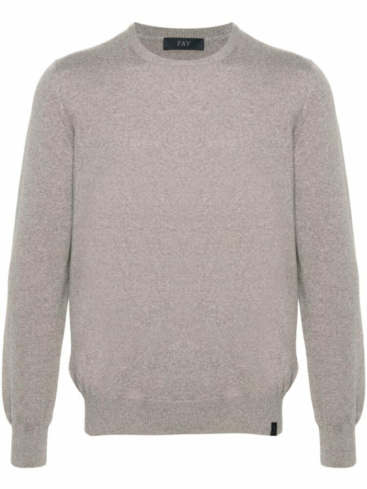 Fay round-neck virgin wool sweater - Neutrals Cover