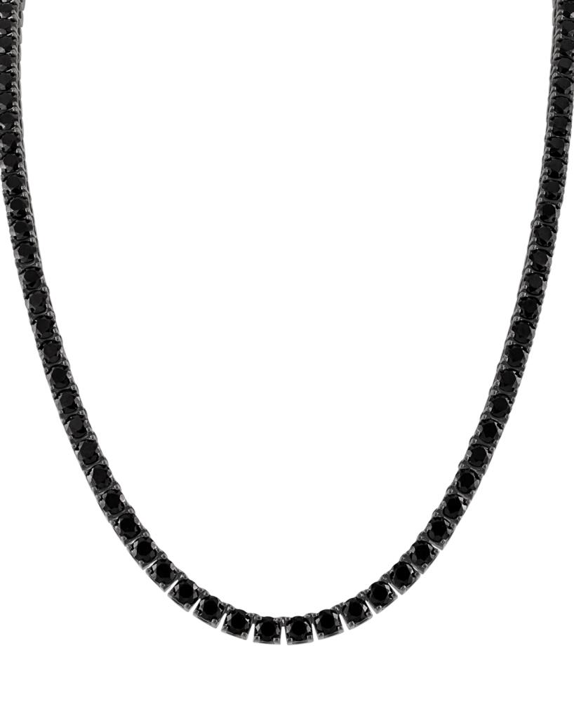 Bulova Men's Icon Black Spinel (1/10 ct. t.w.) Tennis 22" Necklace in Black-Plated Sterling Silver - Na Cover