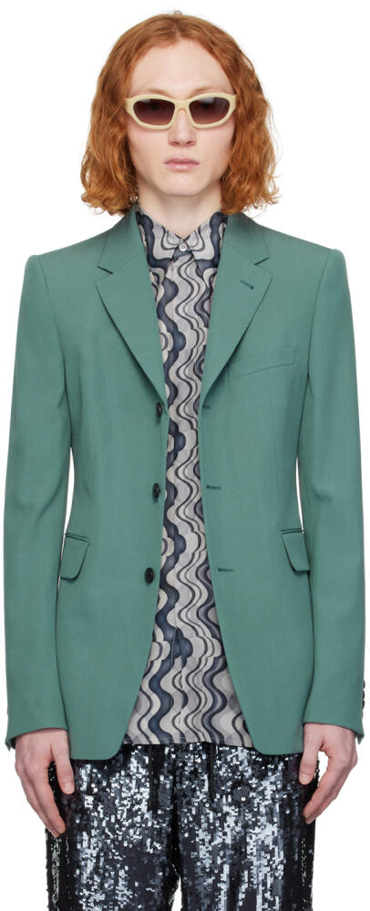 Dries Van Noten Blue Three-Button Blazer Cover