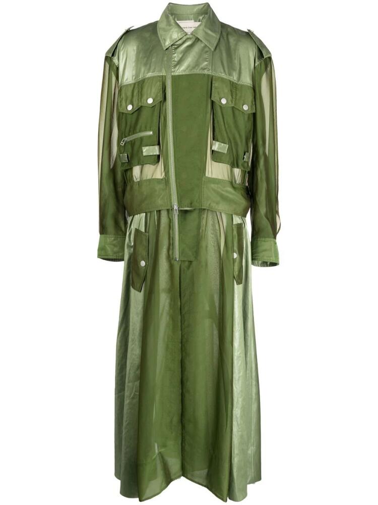 Feng Chen Wang sheer-panelling jacket - Green Cover