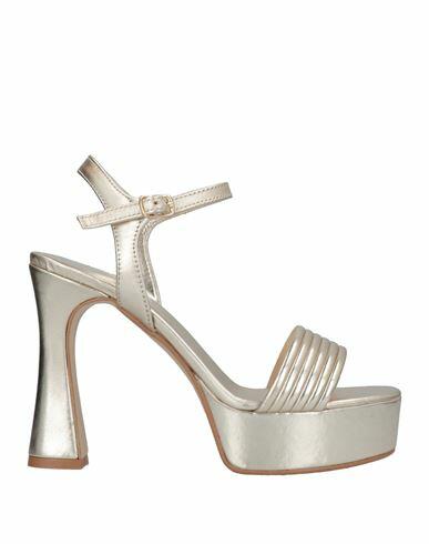 Divine Follie Woman Sandals Platinum Soft Leather, Textile fibers Cover