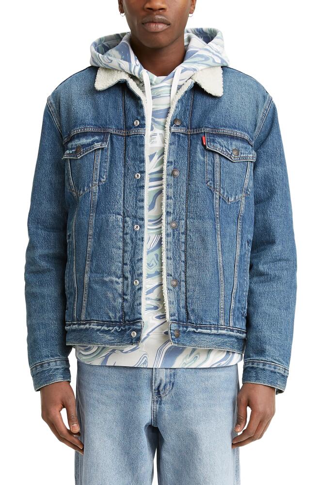 levi's Levis® Fleece Denim Trucker Jacket in Fable Sherpa Trucker Cover