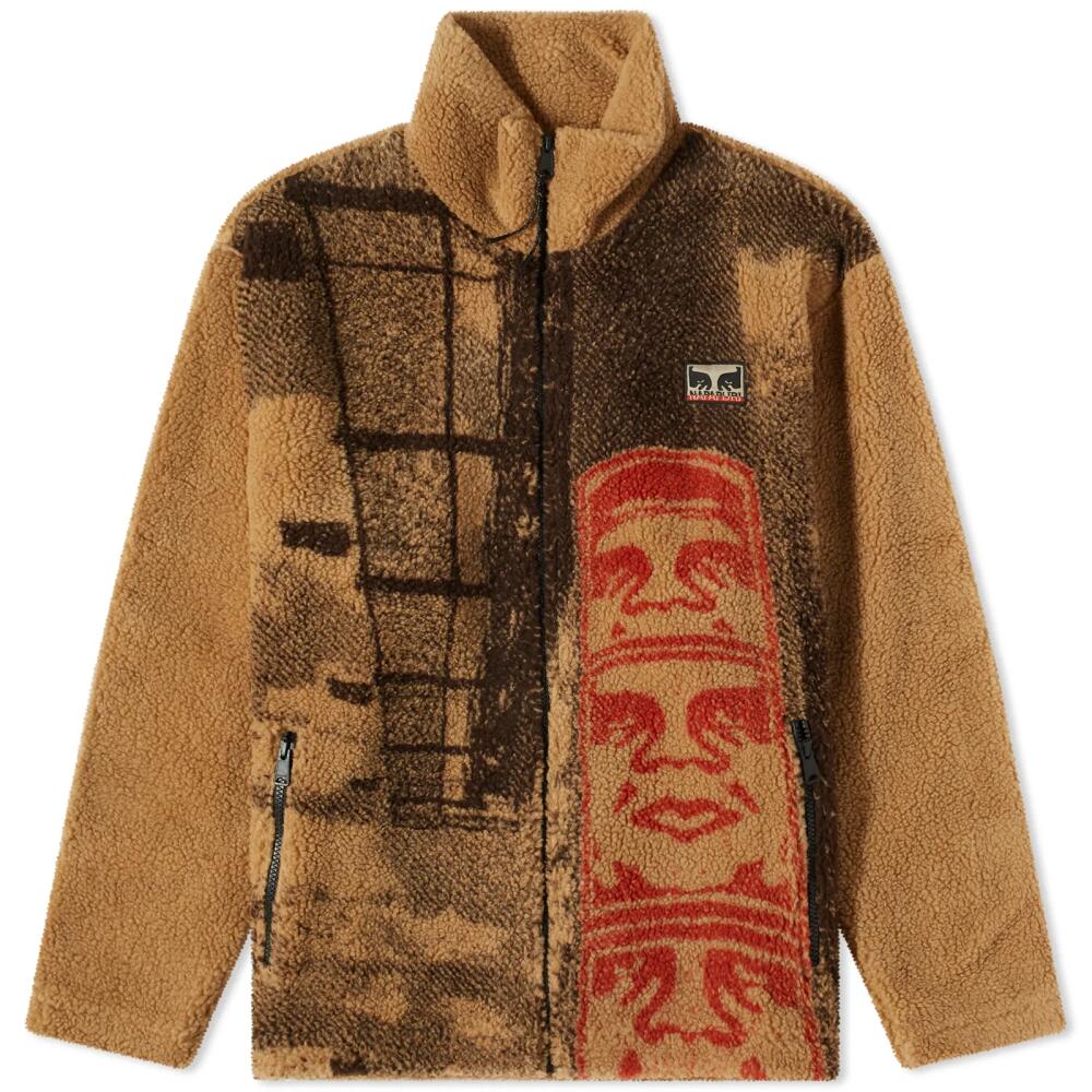 Napapijri Men's x Obey Jacquard Fleece Jacket in Beige Cover