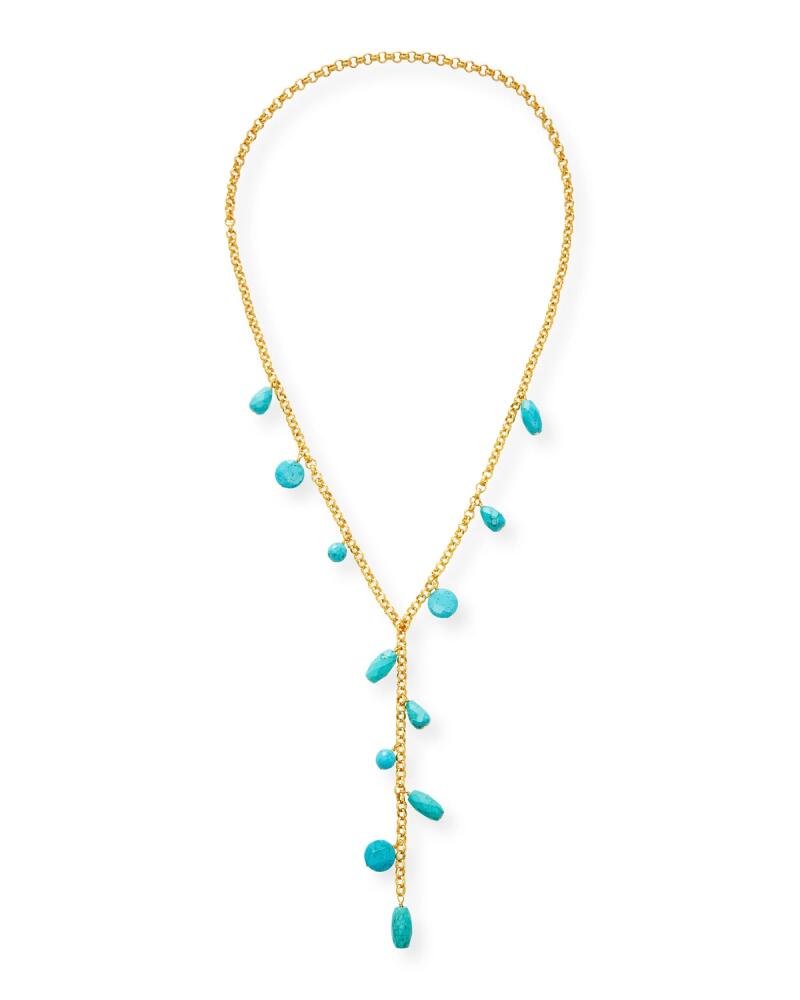 NEST Jewelry Long Gold Chain Y Necklace with Turquoise Charms Cover