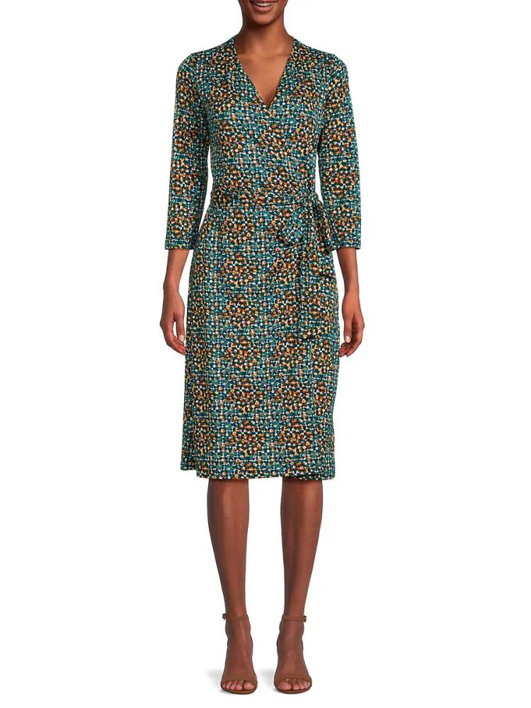 Renee C. Women's Jersey Midi Wrap Dress - Teal Cover