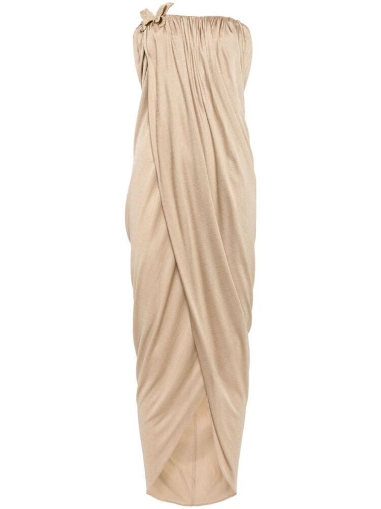 Blumarine Butterfly-pin draped gown - Neutrals Cover