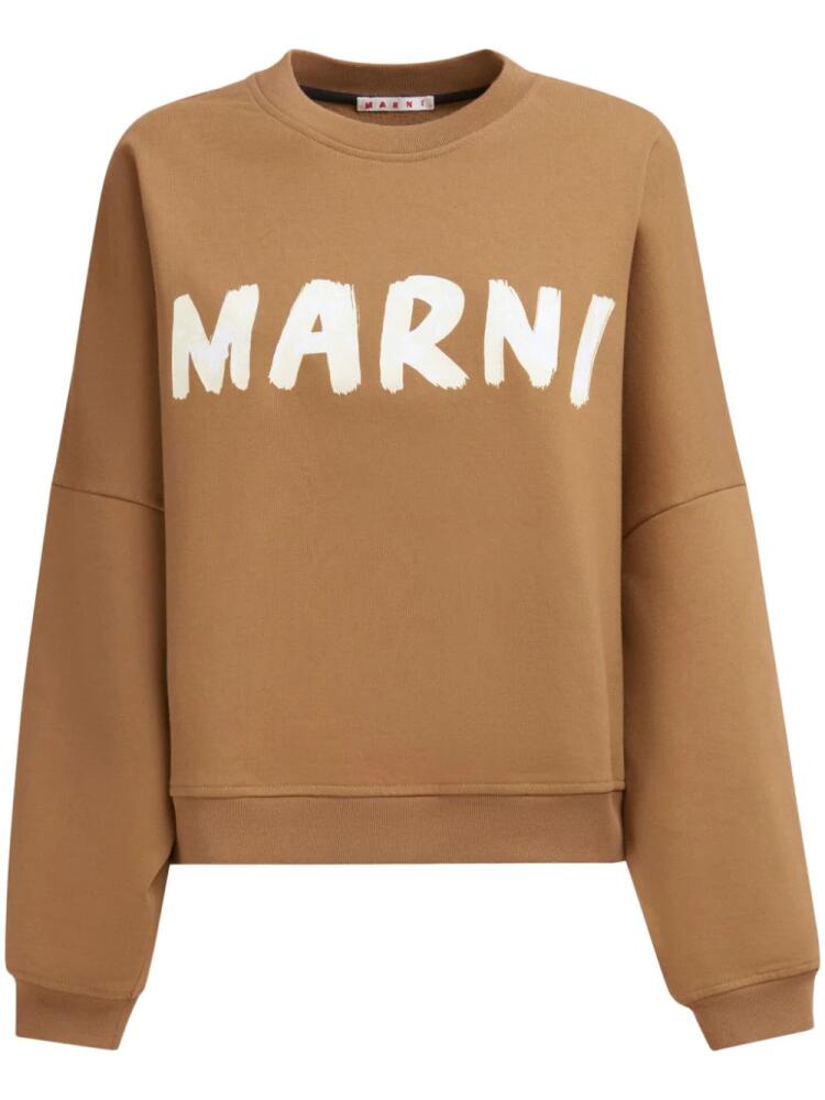 Marni logo-print cotton sweatshirt - Brown Cover