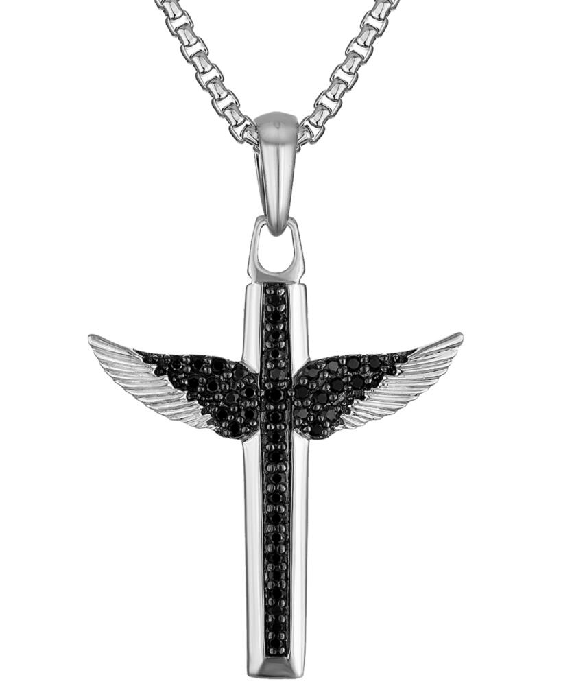 Bulova Men's Black Diamond Angel Wing Pendant Necklace (1/2 ct. t.w.) in Sterling Silver-Plate, 24" + 2" extender Cover