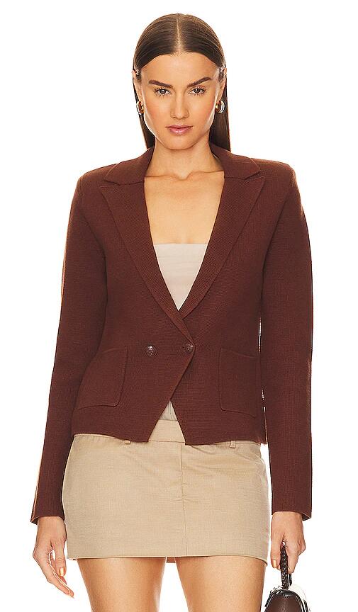 L'AGENCE Sofia Knit Blazer in Brown Cover