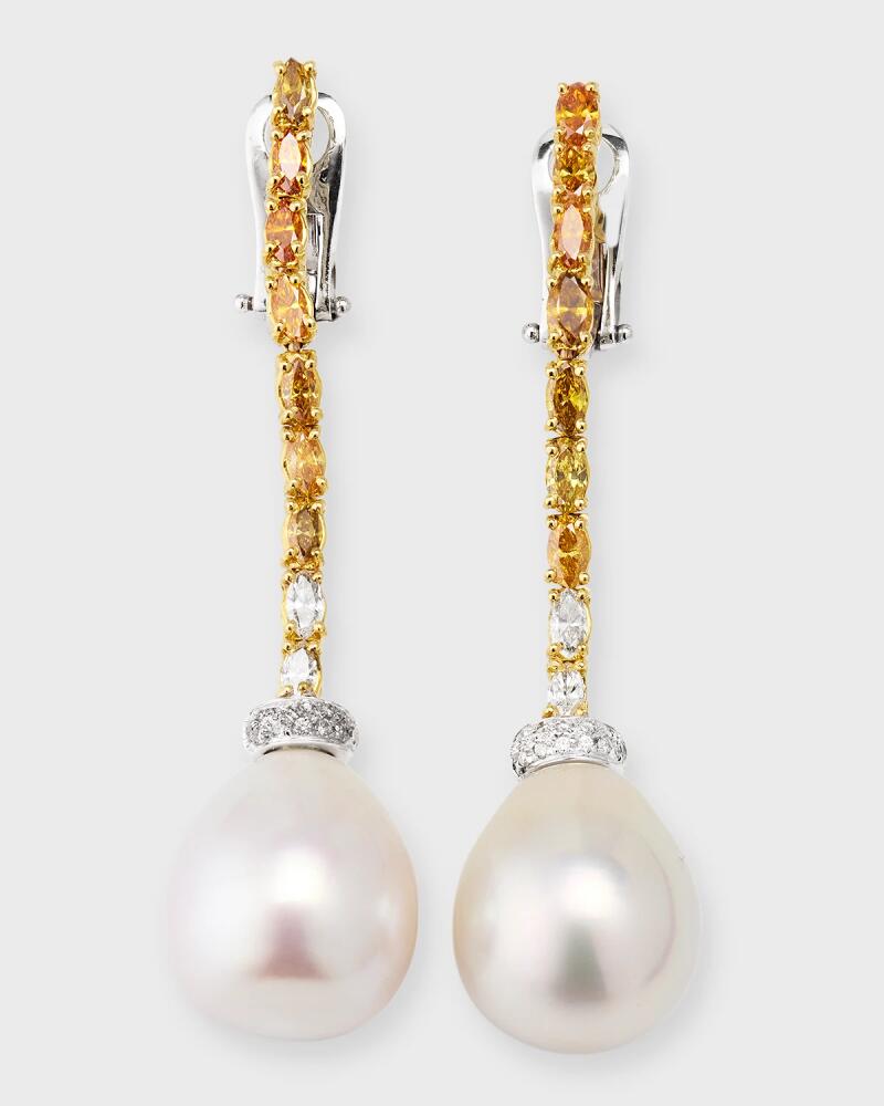 Pearls By Shari Two-Tone Diamond and Pearl Drop Earrings Cover