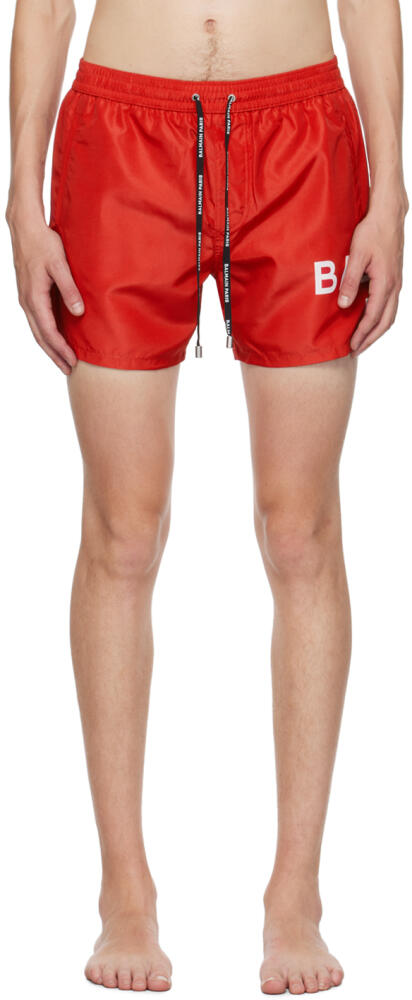 Balmain Red Printed Swim Shorts Cover