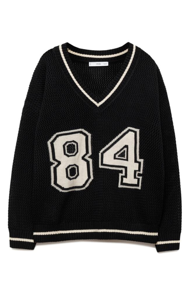 MANGO Oversize Varsity Sweater in Black Cover