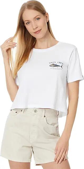 Salty Crew Big Blue Crop Tee (White) Women's Clothing Cover