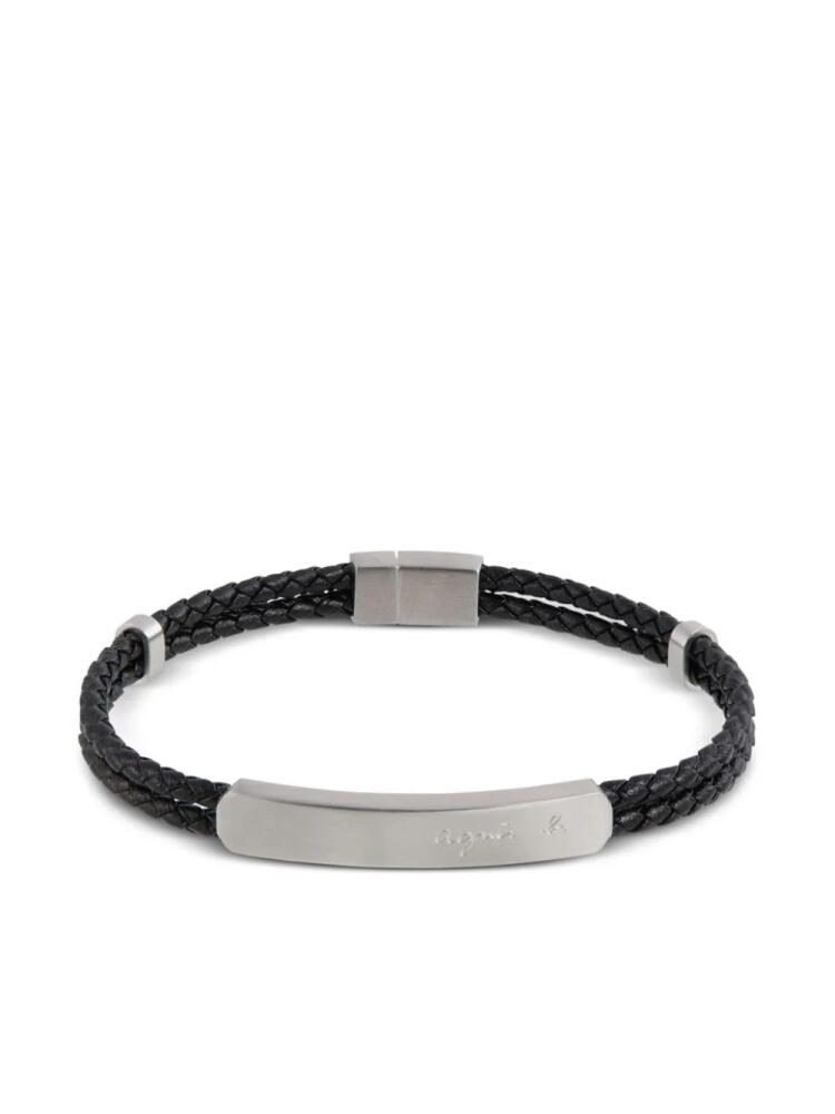 agnès b. logo-engraved leather bracelet - Silver Cover