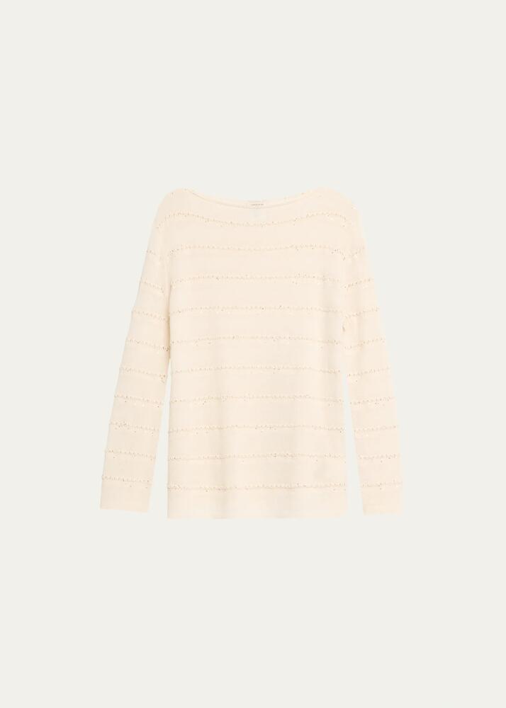 Lafayette 148 New York Cashmere Open-Knit Striped Sweater Cover