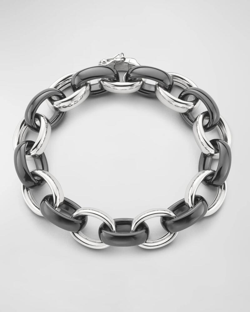 Monica Rich Kosann Sterling Silver Marilyn XL Ultra Bracelet with Alternating Ceramic Links, 8"L Cover