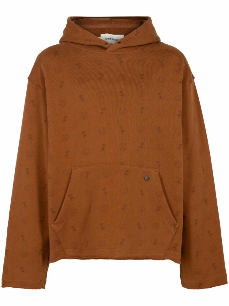 Honor The Gift raw-edge cotton hoodie - Brown Cover