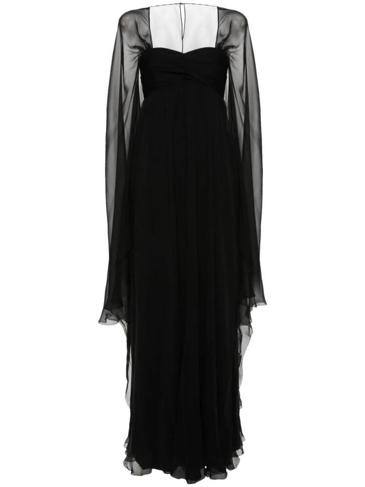 Alberta Ferretti cape-detail chiffon gown - Black Cover