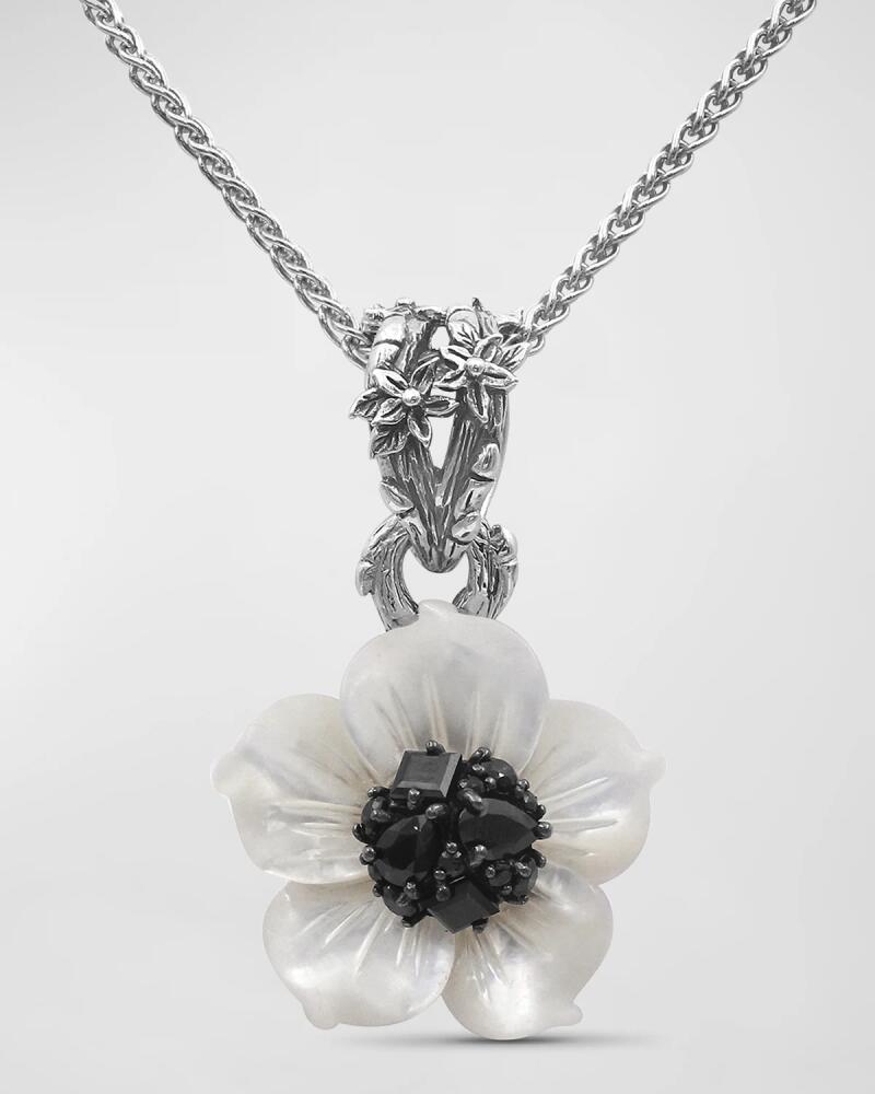 Stephen Dweck Mother-of-Pearl and Black Spinel Flower Pendant Cover