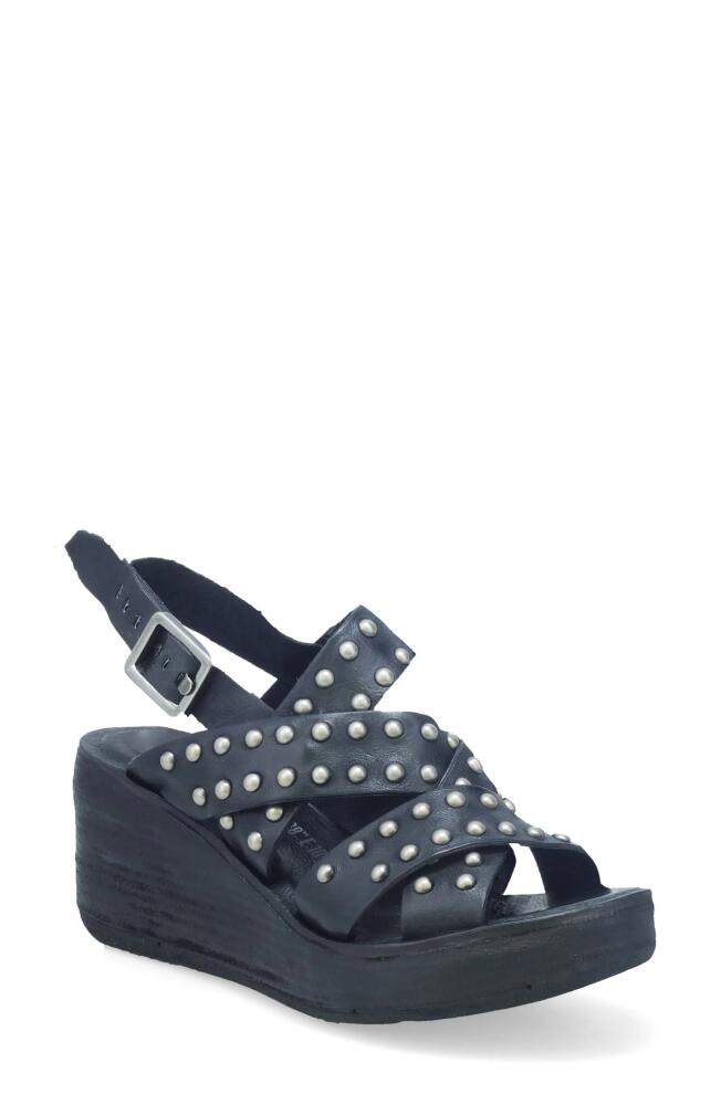 A. S.98 Nickie Wedge Slingback Sandal in Black Cover