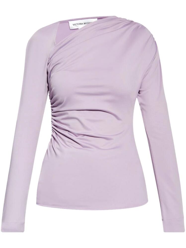 Victoria Beckham asymmetric-neck ruched top - Purple Cover