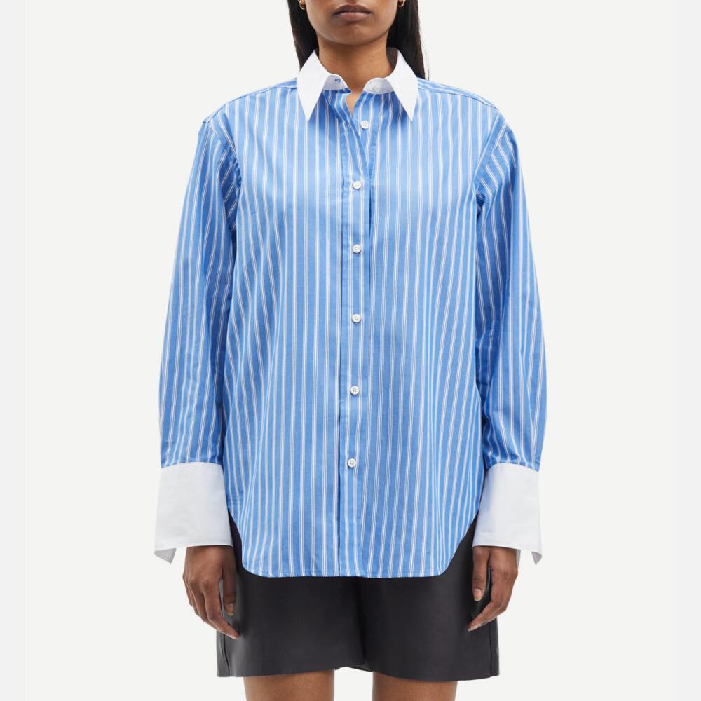 Samsøe Samsøe Salovas Striped Cotton-Poplin Shirt Cover