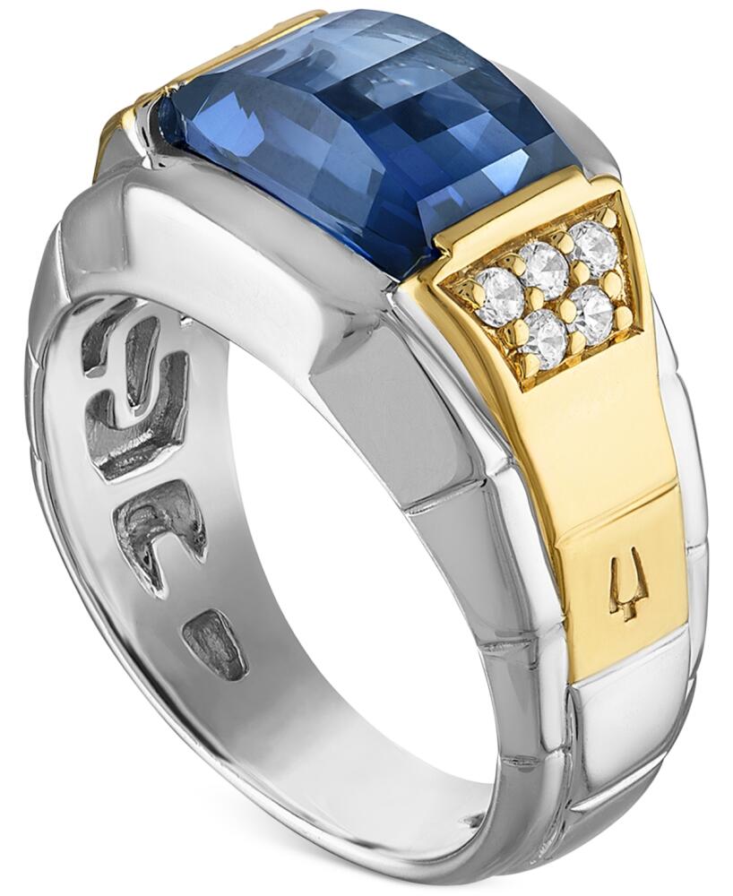 Bulova Men's Classic Lab Created Sapphire & Diamond (1/4 ct. t.w.) Ring in 14k Gold-Plated Sterling Silver - Na Cover