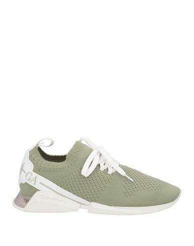 Giorgio Armani Woman Sneakers Sage green Textile fibers, Soft Leather Cover