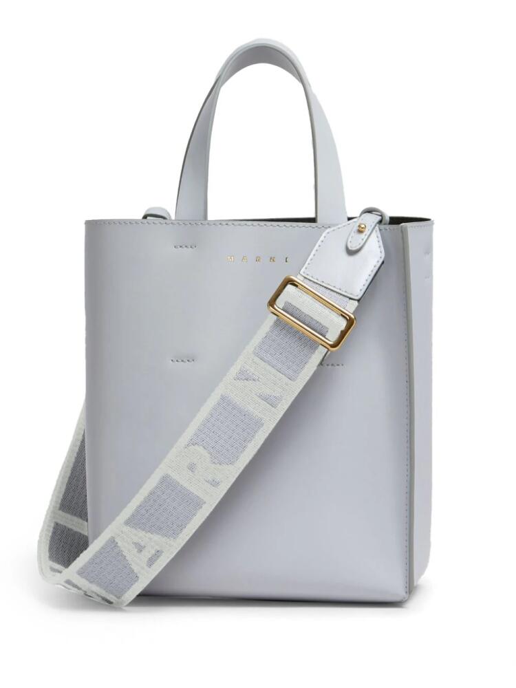 Marni logo-strap leather tote bag - Grey Cover