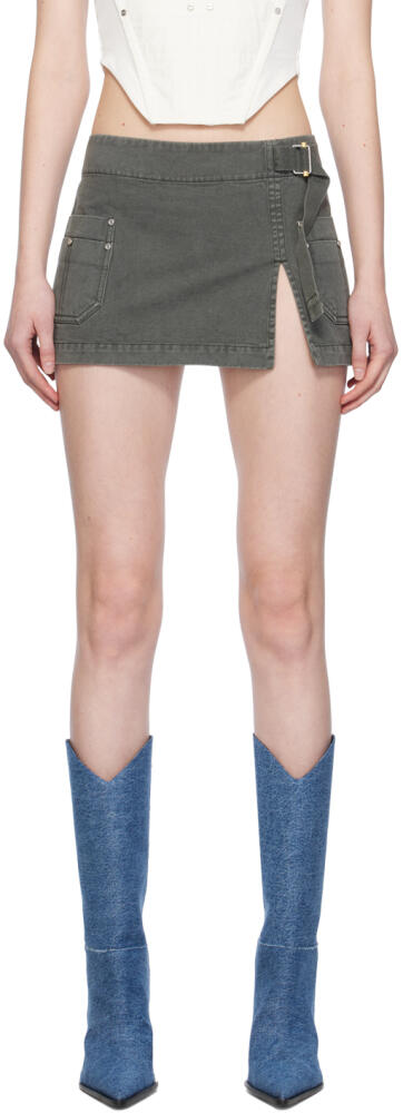 Dion Lee Gray Apron Wrap Denim Miniskirt Cover