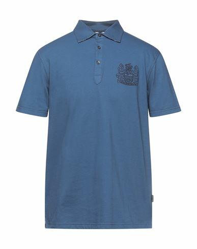 Aquascutum Man Polo shirt Slate blue Cotton, Elastane Cover