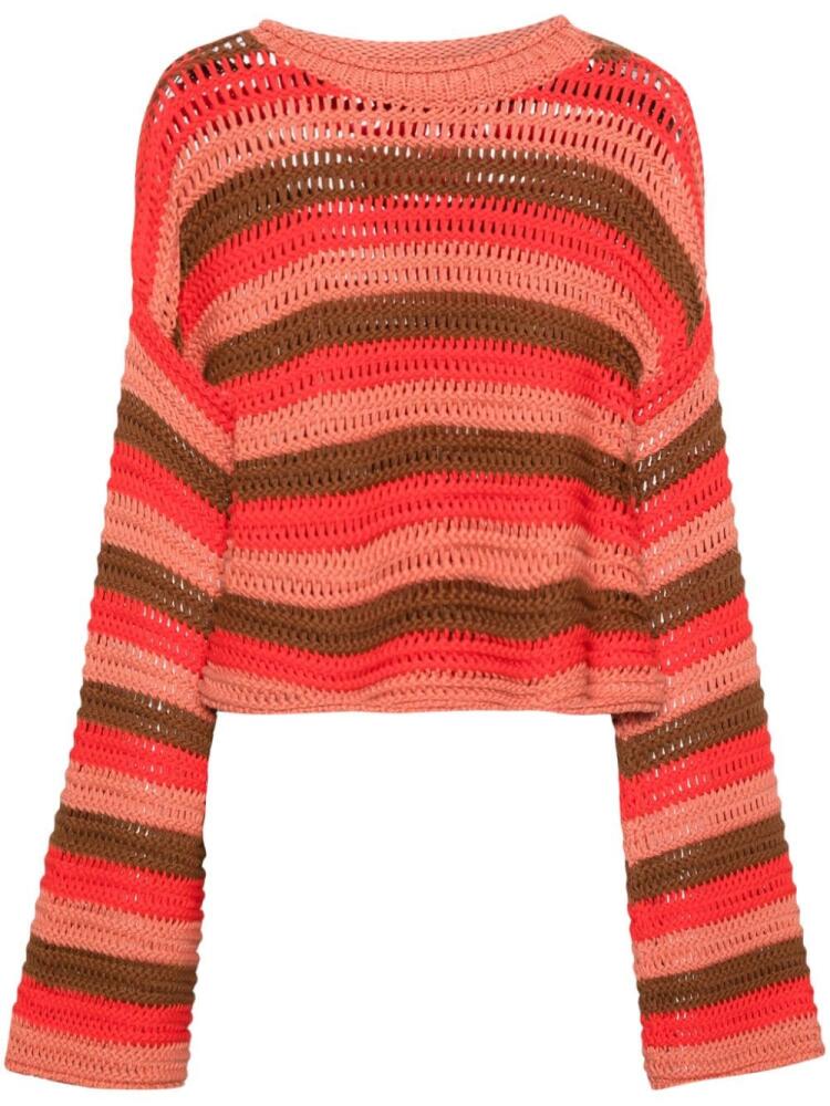 La DoubleJ bell-sleeve striped jumper - Red Cover